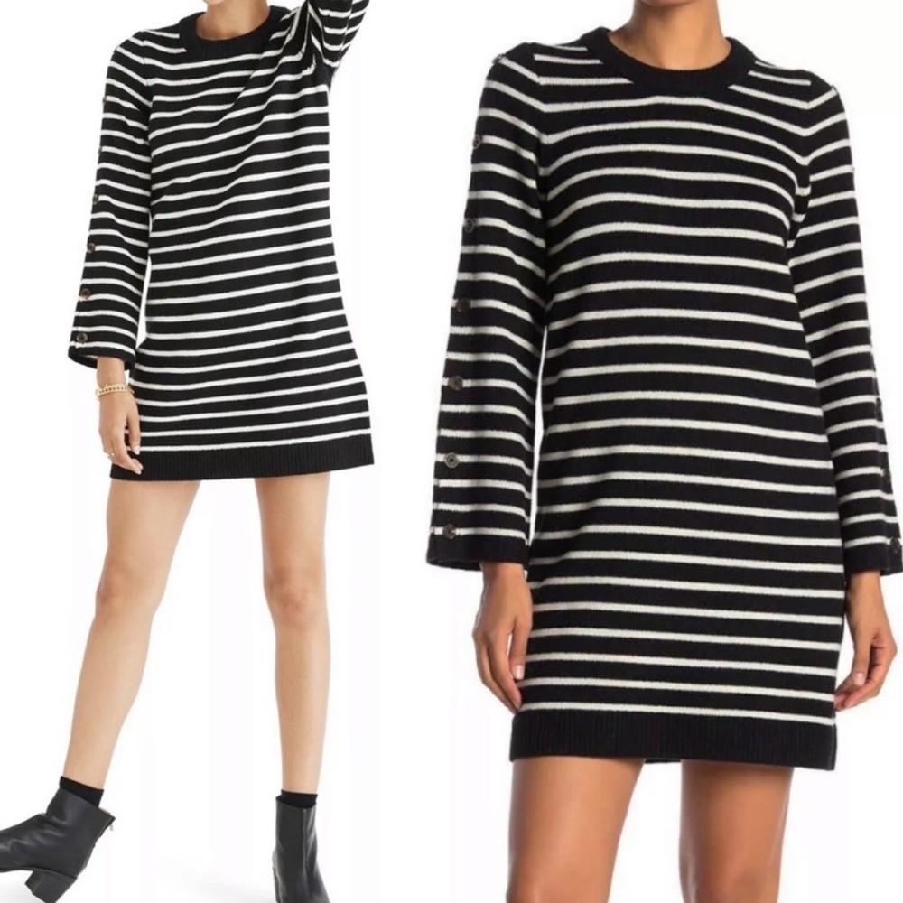 Madewell Striped Mini Long Sleeve Knit Dress
